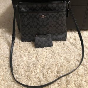 Coach signature file bag and mini ID holder